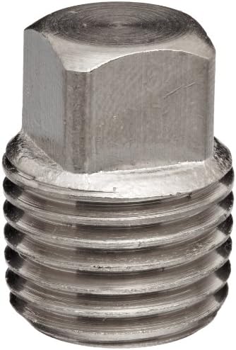 Polyconn PC109NB-4 Nickel Plated Brass Pipe Fitting, Square Head Plug, 1/4" NPT Male (Pack of 10)