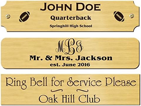 1.5" H x 5.5" W, Solid Brass Name Plate, Satin Finish Personalized Custom Laser Engraved Nameplate Label Art Tag for Frames Notched Square or Round Corners, Made in USA (5.5" W)