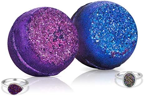 Fragrant Jewels Rainbow Quartz & Amethyst Bath Bomb Set with Collectible Rings (Size 5-10)
