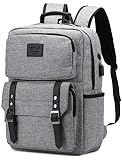 Vintage Laptop Backpack for Women Men Stylish Backpack College School Backpack with USB Charging Port Business Travel Durable Backpack Fit 15.6 inch Laptop Grey