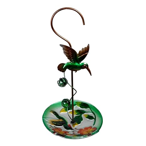 Wonderland Hanging Green Bird with Glass Feeder (Home & Garden Decor, Bird Feeder, Gifting)