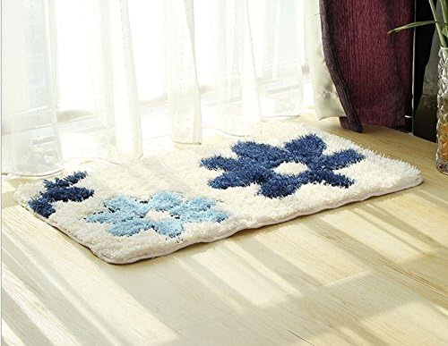 Ao blare superfine fiber Floor Mat Rubber Back Antibacterial Door Mat Rug Modern Thin Low Pile Machine Washable Indoor Outdoor Kitchen Hallway Entry 2032Inch (Blue)