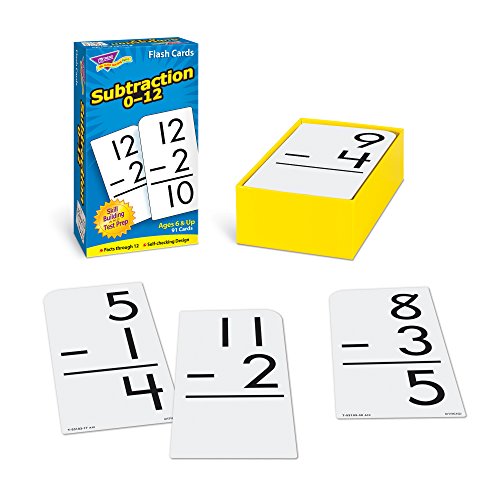 Trend Enterprises Trend Math Flash Cards - Subtraction Flash Cards 0- 12 (Box of 91 Cards)