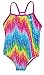 Speedo Girls Thin Strap One Piece Swimsuit (10, Rainbow Zig Zag)
