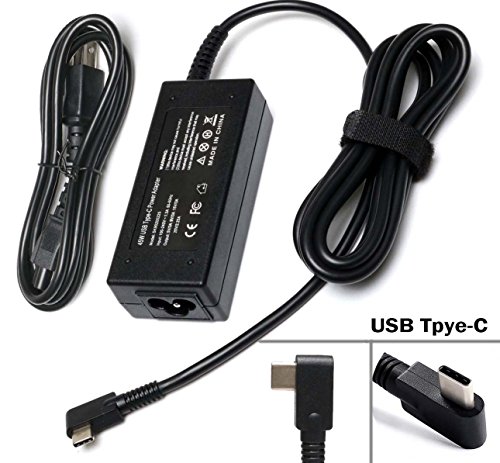 45W USB-C Adapter Charger Power Supply for HP Spectre x360 13 HP Pavillion X2; Lenovo Thinkpad X1 Tablet Yoga 910 720 13" 80VF002JUS IBM Yoga 5; ASUS ZenBook 3 UX390 -90 Degree Plug