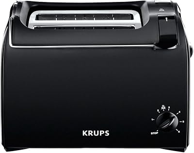Krups Pro Aroma Toaster, 6 Toaster Levels, Integrated Bread Warmer, Removable Crumb Drawer, Practical Lifting Function for Safe and Easy Toast Removal, Toaster 2 Slices, KH1518