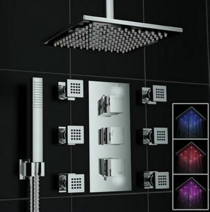 12 Inches Plished Chrome Bathroom Water Power Led 3 Color Change