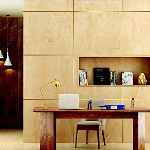Eanpet 0.4 Inch x 166 Ft Tile Stickers Decorative Floor Wall Sticker Foil Line Peel and Stick Adhesive Waterproof Gap Cover for Kitchen Bathroom Living Room Bedroom (1pc Roll) Gold