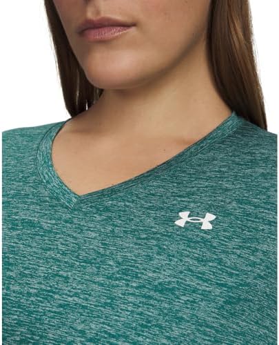Femme Tech Twist Short Sleeve V Neck T-Shirt, Rack Vert / / Blanc, XS EU