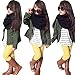 Lonsbo Kids Toddler Girls Fall Winter Warm Long Sleeve Tops+Coat+Pants Clothes Outfits Set (5T) Army Green
