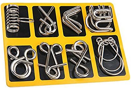 Sunlike IQ Toys, Metal Wire Puzzles, Brain Teaser Game, Magic Trick Toy, Family Game Metal IQ Puzzle Set of 8