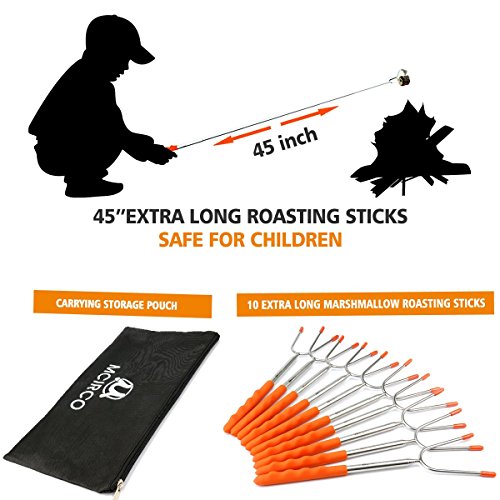 MCIRCO Marshmallow Roasting Sticks,Set of 10 Pack 42“ Telescoping Smores Skewers Hot Dog Extending Stainless Steel Forks for Camping, Campfire, Bonfire Kids