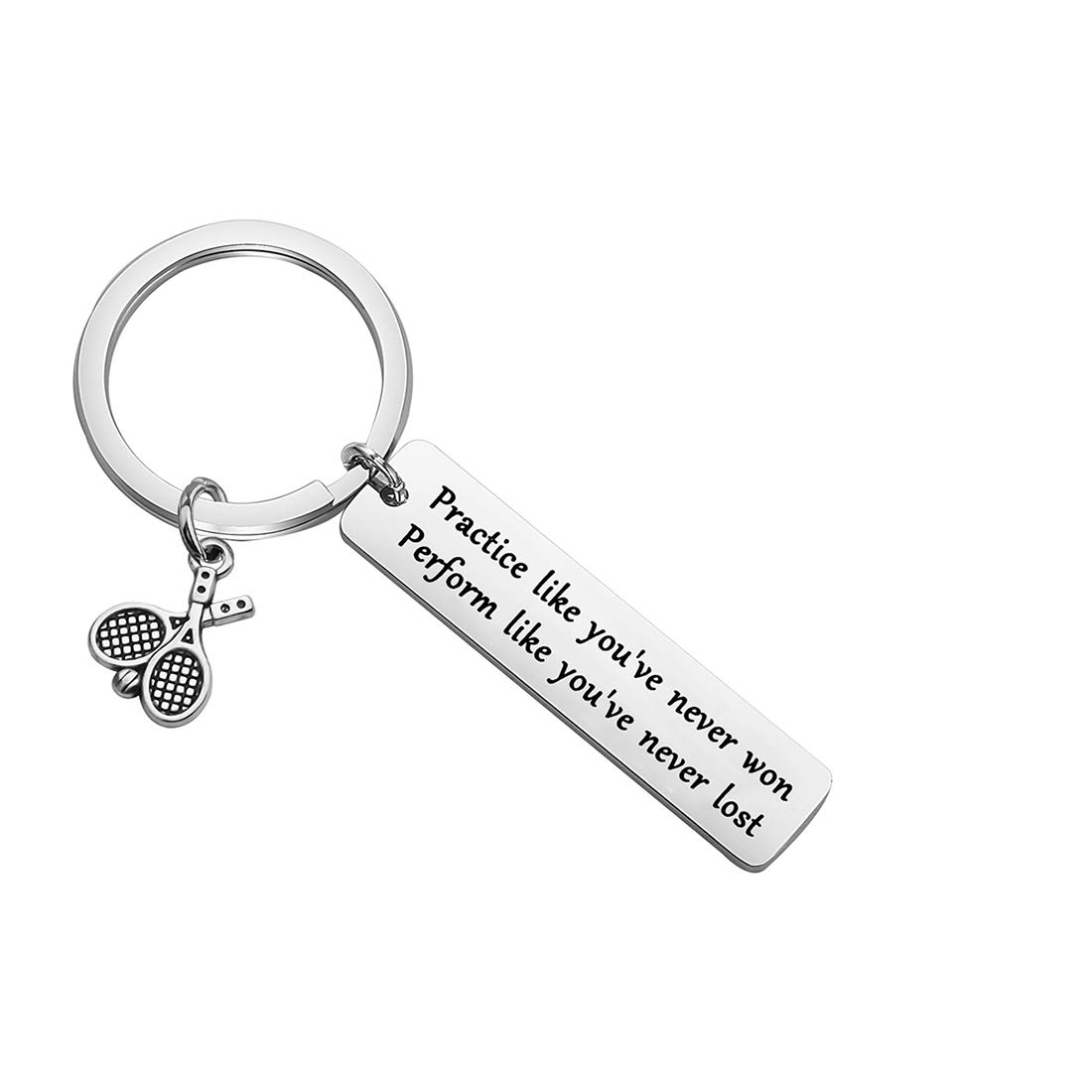 MYSOMY Tennis Gift Tennis Keychain Tennis Mom Gift Tennis Team Gift Practice Like You’ve Never Won Tennis Player Key Ring Gift Tennis Racket Jewelry Tennis Lover Gift (Practice Tennis key)