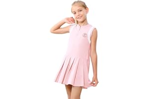 EXARUS Girls Tennis Dress with Shorts Golf Sleeveless Outfit School Sports Pleated Dresses with Pockets