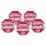 SABRE Security Signs - Home Security Decals - 5 Bright Red, Stop Sign Shaped Security Stickers