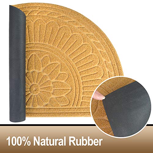 Mibao Half Round Entrance Door Mat, 24 x 36 inch Winter Durable Large