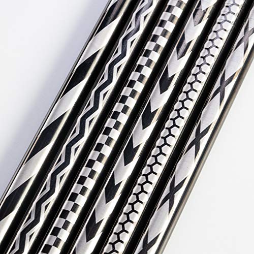 DREABA Premium Edelstahl Design Trinkhalme graviert - wiederverwendbare Metall-Strohhalme 8 mm mit Muster-Gravur 6er-Set… – Bild 3