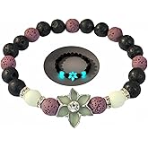 LXSSLY 8mm Natural Volcanic Stone Bracelets for Women,Sunflower Luminous Bracelets,Lava Stone Glow bracelet,Elastic Stretch Beads Protection Bracelet for Men
