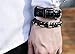 Bella.Vida Mens Womens Bracelet 8mm Natural Lava Stones Black Obsidian and Hematite Bead Therapy Adjustable Braided Bracelet with Lotus Charm