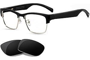 DELHI TORNADO Smart Bluetooth Glasses Audio Sunglasses for Men Women with Speakers,Blue Light Filter&Polarized Lenses,Open Ear Music&Calls glasses,Silver