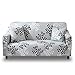 HOTNIU Stretch Sofa Cover Printed Couch Covers Loveseat Slipcovers for 2 Cushion Couches Sofas Elastic Universal Furniture Protector with 1 Pillowcase (Small, Cyan Grey Leaves)