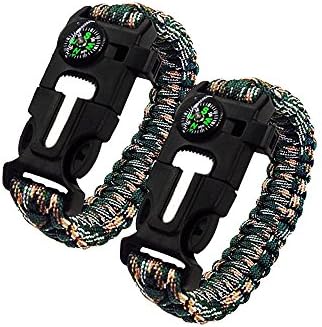 Outdoor Survival Paracord Bracelet Kuger Emergency Paracord Survival Bracelet with Multi Tool (Colorful-GC)