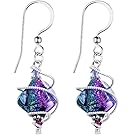 Body Candy Handcrafted 925 Silver Purple Dichroic Drop Dangle Earrings Created with Swarovski Crystals