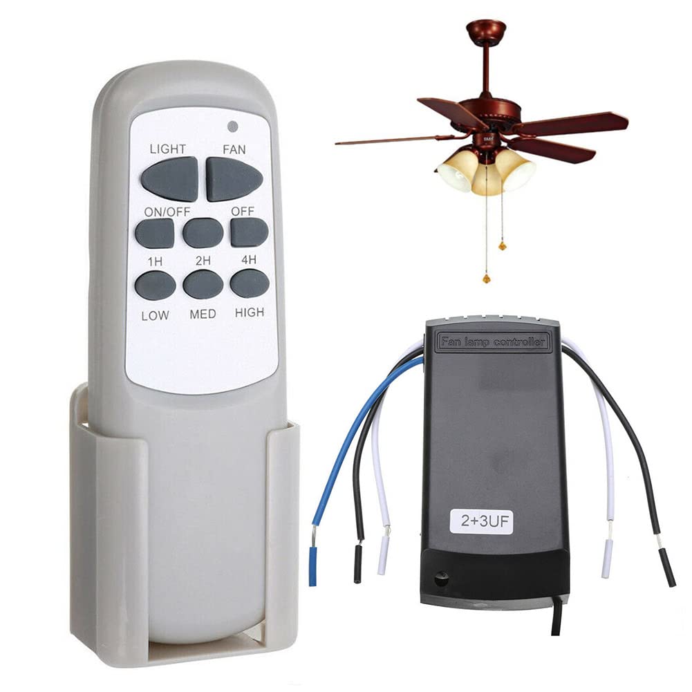 EZSDY Universal Wireless Ceiling Fan Remote Control kit with 3 Speeds and 3 Timing Setting Fan Pendant lamp Remote Controller Transmitter and Receiver for Home Office Hotel