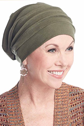 100% Cotton Slouchy Snood | Slouchy Beanie Hat | Cancer Hats for Chemo Olive