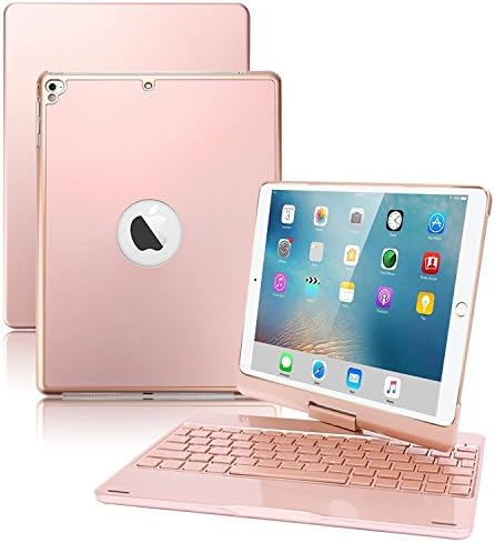 iPad 9.7 Keyboard Case,VANKY 360 Rotate Stand Smart Keyboard Cover 7 Color Backlit Keyboard Case Folio with Auto Wake/Sleep for iPad Air,iPad Air 2,iPad Pro 9.7 and 2018/2017 New iPad 9.7(Rose Gold)