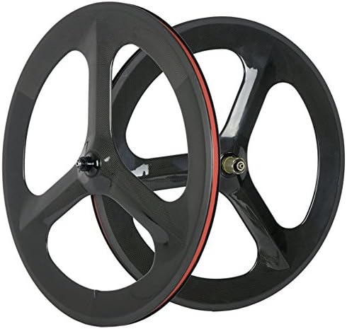 Wilee Bike 3 Spoke Carbon Wheelset 70mm Clincher Road Carbon Wheels Three Spoke 3K Glossy
