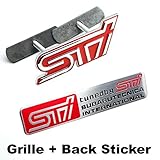 2pcs Sets AM65 STI Front Grille Red + Back Sticker Car Emblem Badge For SUBARU LEGACY OUTBACK FORESTER Impreza WRX BRZ