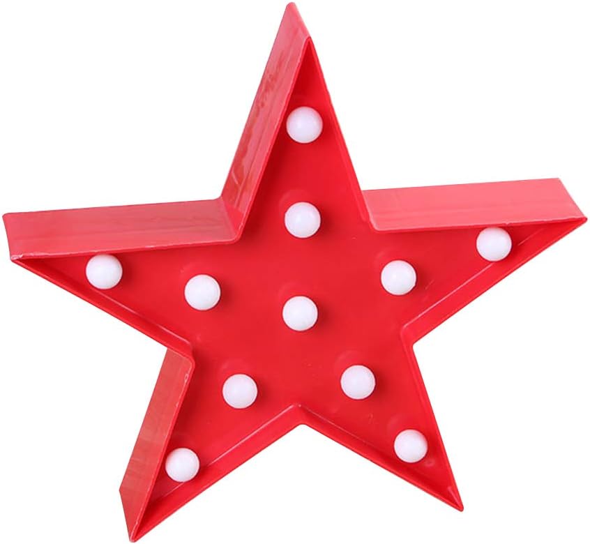 LED Star Shape Night Light Marquee Light Battery Operated LED Night Home Christmas Decoration (Red), 27x27x4.5cm