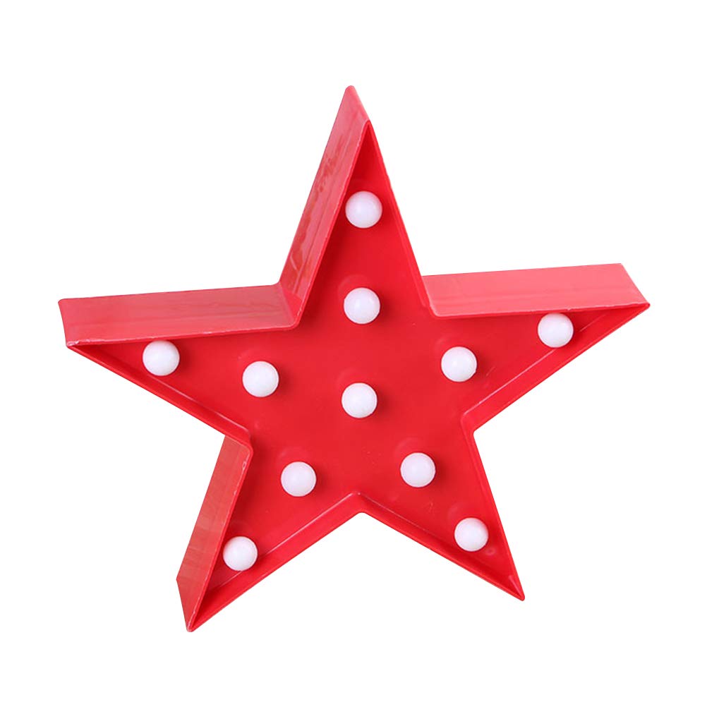 LED Star Shape Night Light Marquee Light Battery Operated LED Night Home Christmas Decoration (Red)