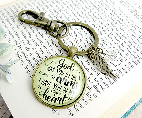 God Has You In His Arms Remembrance Keychain I Have You In My Heart Memorial Jewelry For Women Angel Wing Charm