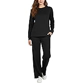 joyliveCY Women's 2 Piece Lounge Set Side Slit Tops Wide Leg Casual Loungewear Comfortable Outfits
