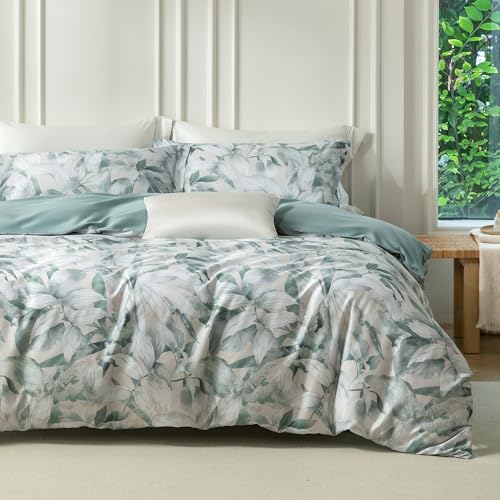 Mildly Sage Green Leaves Duvet Set