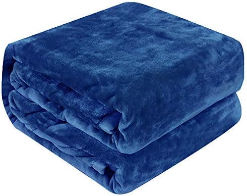 Luxury Collection Microplush Flannel Fleece Blanket | Ultra Soft 380 GSM Lightweight All-Season Anti-Static Throw/Blanket for Sofa Couch Bed (King (102'' x 90''), Navy Blue)