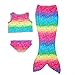 Anbaby Girls 3 Pcs Princess Mermaid Tail Swimwear Swimsuit Bikini Set Rainbow 1 120CM