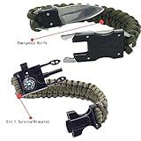 Survival Bracelets,Multinational Outdoor Emergency Paracord Bracelet,Flint Fire Starter, Compass Emergency Whistle & Knife, Scraper, Rescue Rope,The Ultimate Tactical Survival Gear