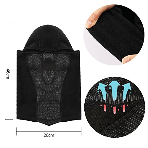 Balaclava Ski Face Mask, Vanmor Windproof Outdoor Ski Mask + UV400 Protection Anti-fog Ski Goggles for Cycling, Biking, Ski and Snowboard for Kids Men and Women (Black Mask + Clear Lense)