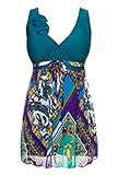 Wantdo Women's Retro Printed Swimsuit Modest Chiffon Swimdress