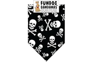 FUNDOG BANDANAS Skull and Crossbones Dog Bandanas (One Size Fits Most for Medium to Large Dogs)