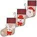 Ivenf Christmas Mini Stockings, 24 Pcs 7 inches Burlap 3D Santa Snowman Reindeer Stockings, Gift Card Silverware Holders, Bulk Treats for Neighbors Coworkers Cats Dogs, Small Rustic Xmas Tree Decor