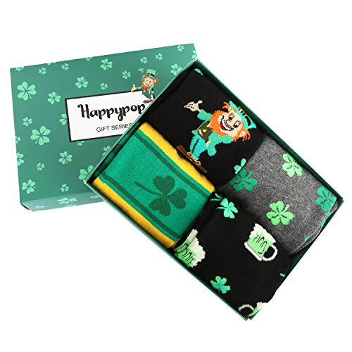 image for Happypop Novelty Funny Crazy Clover Lucky Crew Socks Colorful Fun Cool