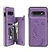 SUPWALL Compatible with Galaxy S10 Case Wallet, Case with Card Holder Embossed Butterfly Slim Folio Leather Cover Shockproof Kickstand with Credit Card Slot Protective Skin for Galaxy S10, Purple