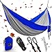 MsForce Double Camping Hammock Waterproof Lightweight Parachute 240T Portable Hammock, 2 Heavy-Duty 1500 lbs Capacity Carabiners, with 2 Ropes for Outdoor, Backpacking & Indoor 118