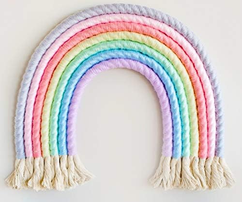 KRASKA Rainbow Wall Decor 8 x 12 inch Yarn Wall Hanging Room Decor, Wall Art Home Decoration for Living Room, Apartment, Baby Nursery Bedroom Decor - Hand Made in USA - Rainbow Home Decor