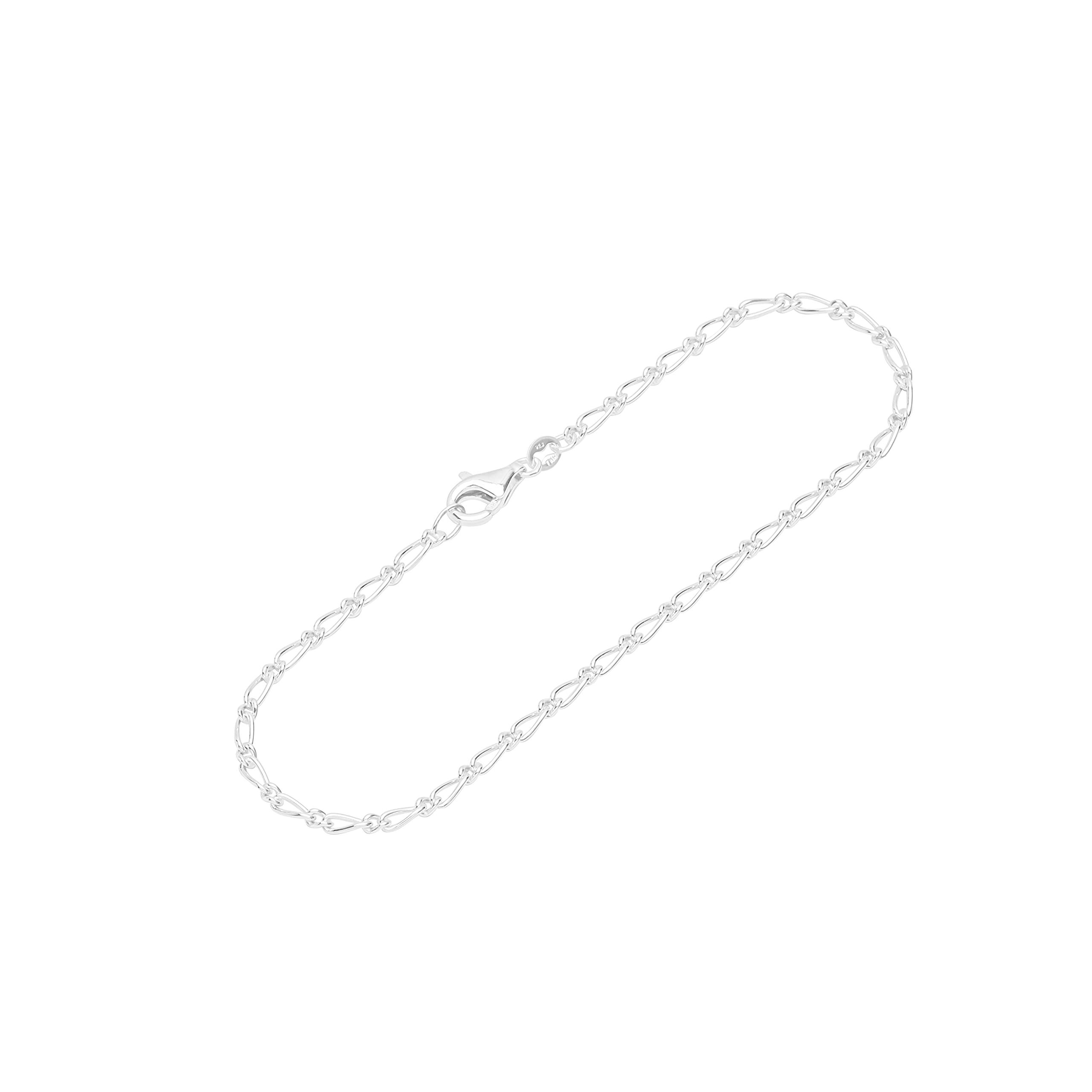 NKlaus bracelet 925 Sterling Silver 19cm Figaro curb chain round Ladies bracelet chain fine 12594