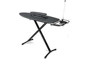 Duwee Steel Top Extra Wide Ironing Board with Sleeve Board and Adjustable Iron Rest, Luxury Foldable Ironing Boards with 10mm Thicken Feltpad and Cover, Adjustable Height,18"x48"